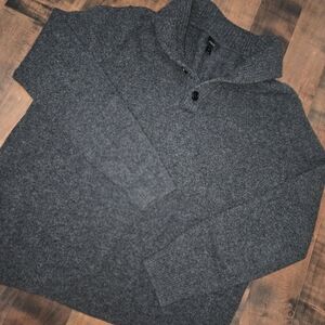 J. Crew Men's 100% Lamb Wool Dark Gray Shawl Collar Sweater [Medium]